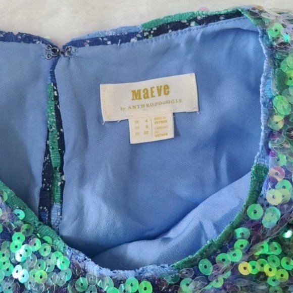 Anthropologie Maeve Amatheia Sequin tank Top  blue green color - Picture 7 of 13